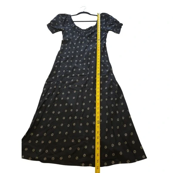 Madewell Size 0 Black Sweetheart Puff-Sleeve‎ Midi Dress New With Tags - Picture 7 of 14